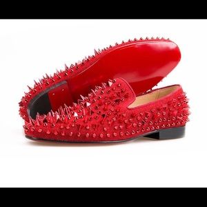 red spike prom shoes